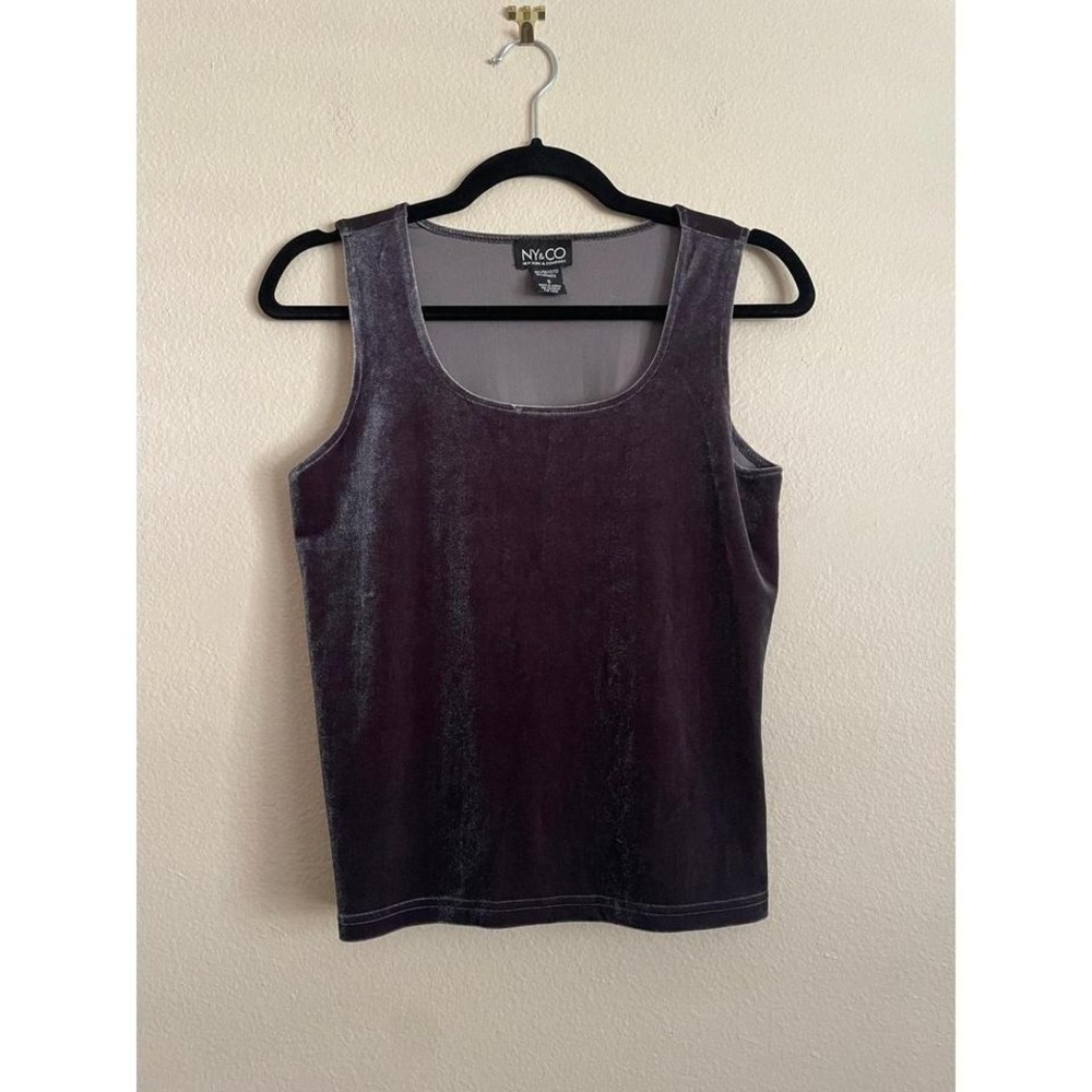 VTG Y2K 90s NY&CO Tank Top Velvet Fairy Grunge Whimsigoth Small Gray Indie